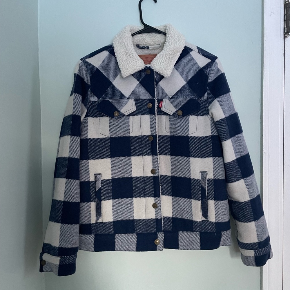Levi's Cream and Blue Sherpa Jacket